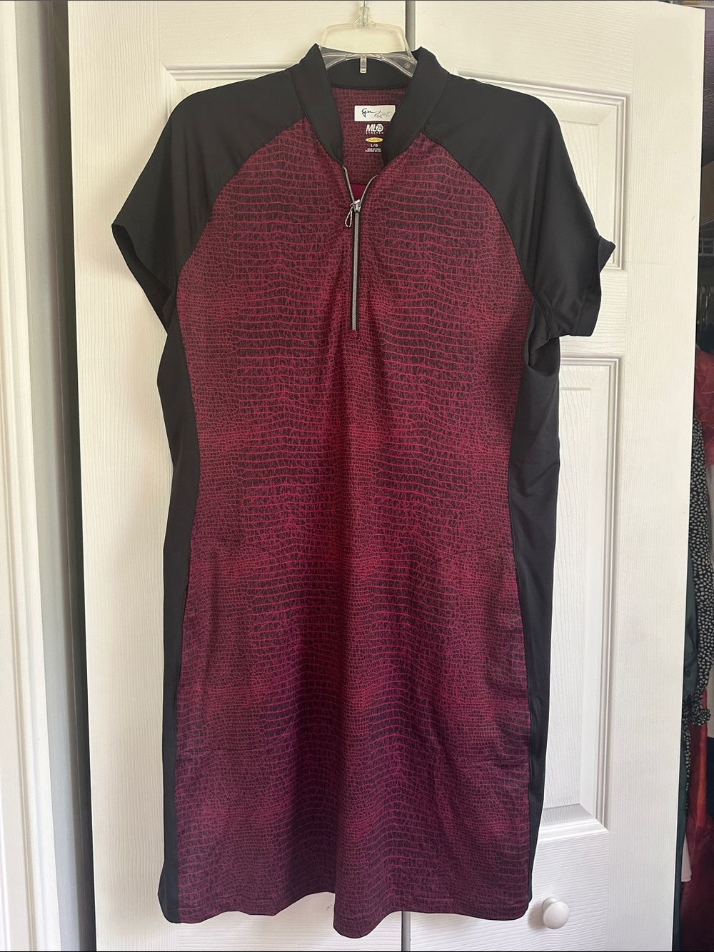 Greg Norman Collection Burgundy & Black Sport Mini Dress